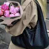 Soft Woven Shoulder Bag – Minimalist Hobo Design in Vegan Leather - in Dark Brown | Arvea Bags