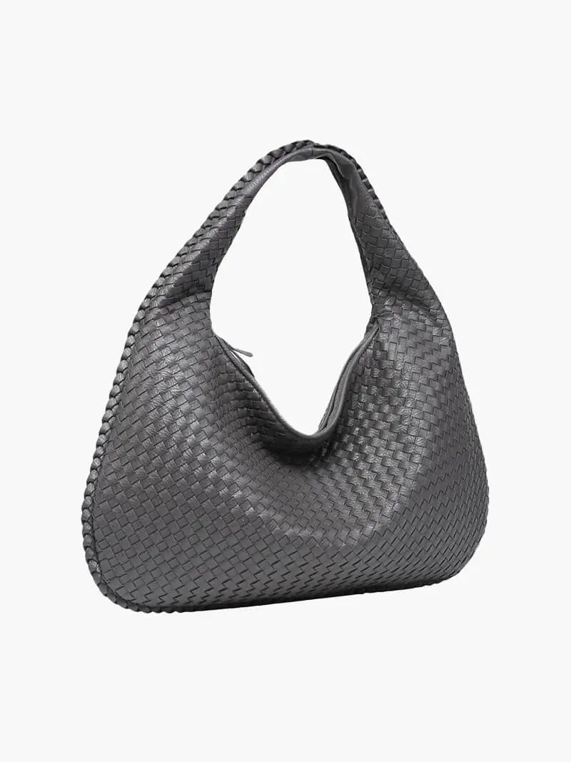 Soft Woven Shoulder Bag – Minimalist Hobo Design in Vegan Leather - in Dark Grey | Arvea Bags