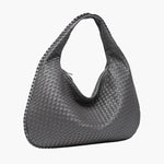 Soft Woven Shoulder Bag – Minimalist Hobo Design in Vegan Leather - in Dark Grey | Arvea Bags