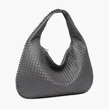 Soft Woven Shoulder Bag – Minimalist Hobo Design in Vegan Leather - in Dark Grey | Arvea Bags