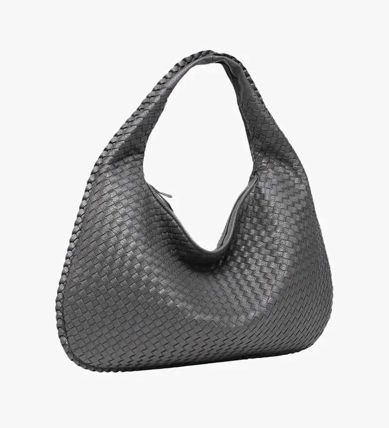 Soft Woven Shoulder Bag – Minimalist Hobo Design in Vegan Leather - in Dark Grey | Arvea Bags