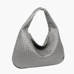 Soft Woven Shoulder Bag – Minimalist Hobo Design in Vegan Leather - in Light Grey | Arvea Bags
