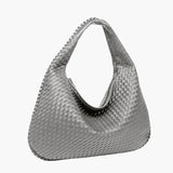 Soft Woven Shoulder Bag – Minimalist Hobo Design in Vegan Leather - in Light Grey | Arvea Bags