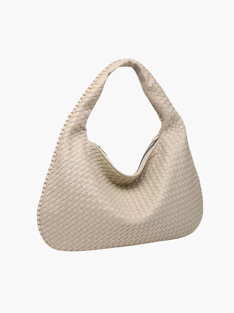 Soft Woven Shoulder Bag – Minimalist Hobo Design in Vegan Leather - in Military Green | Arvea Bags