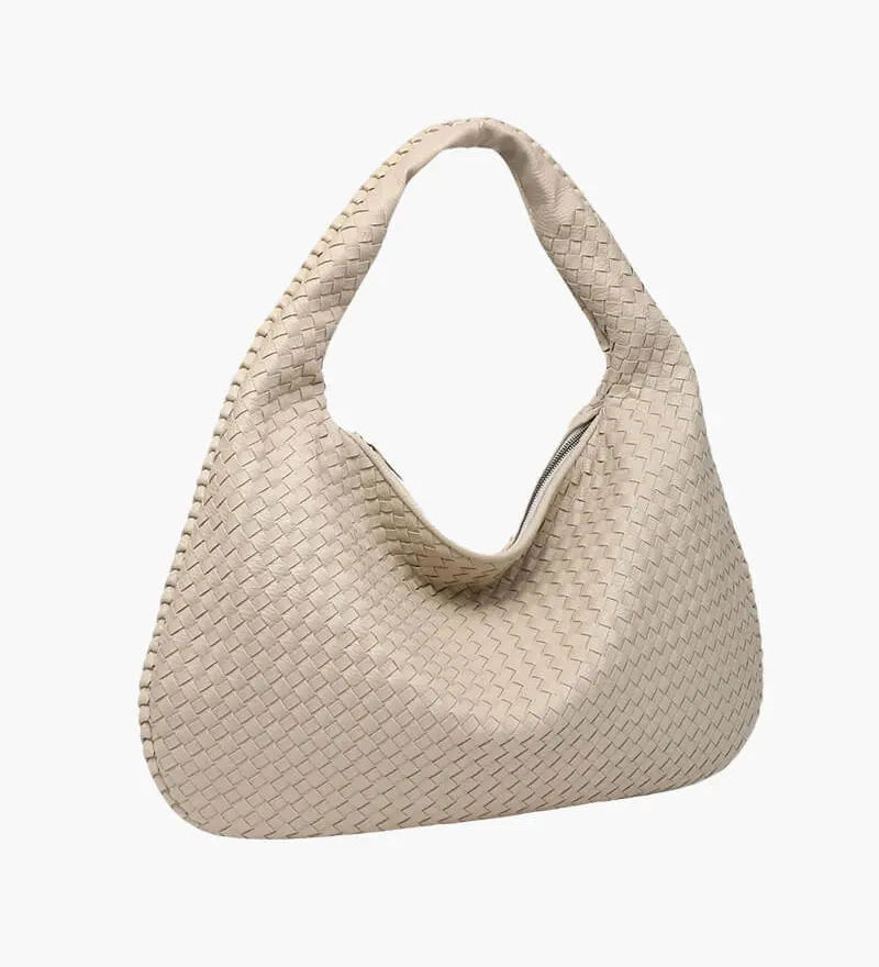 Soft Woven Shoulder Bag – Minimalist Hobo Design in Vegan Leather - in Military Green | Arvea Bags