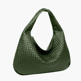 Soft Woven Shoulder Bag – Minimalist Hobo Design in Vegan Leather - in Military Green | Arvea Bags