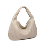 Soft Woven Shoulder Bag – Minimalist Hobo Design in Vegan Leather - in Off White | Arvea Bags