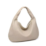 Soft Woven Shoulder Bag – Minimalist Hobo Design in Vegan Leather - in Off White | Arvea Bags