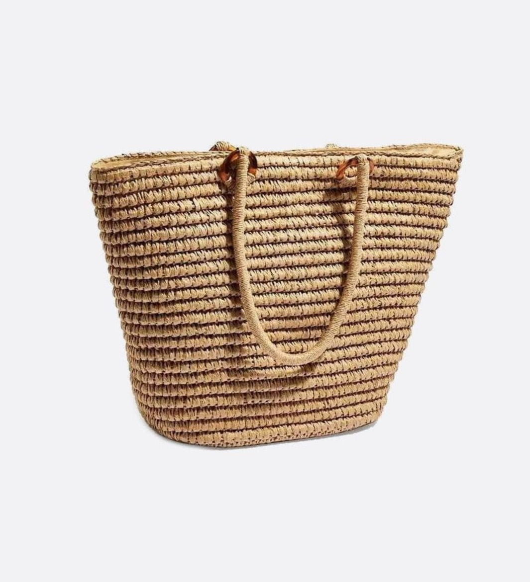 Solea Classic Straw Tote – Handwoven Market Bag - in Beige | Arvea Bags