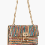 Soleil | Woven Raffia Chain Shoulder Bag – Effortless Chic - in Rainbow | Arvea Bags