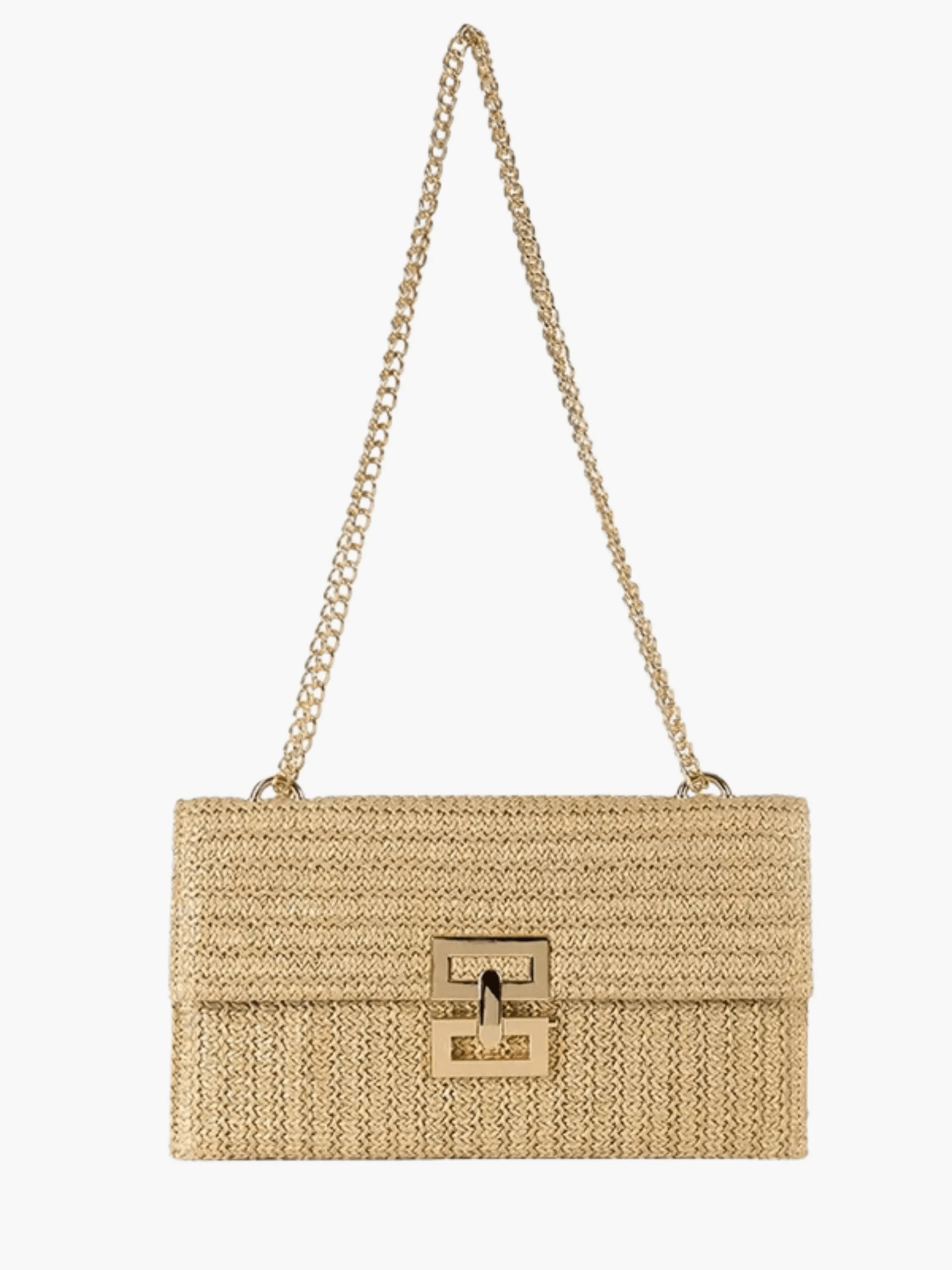 Soleil | Woven Raffia Chain Shoulder Bag – Effortless Chic - in Rainbow | Arvea Bags