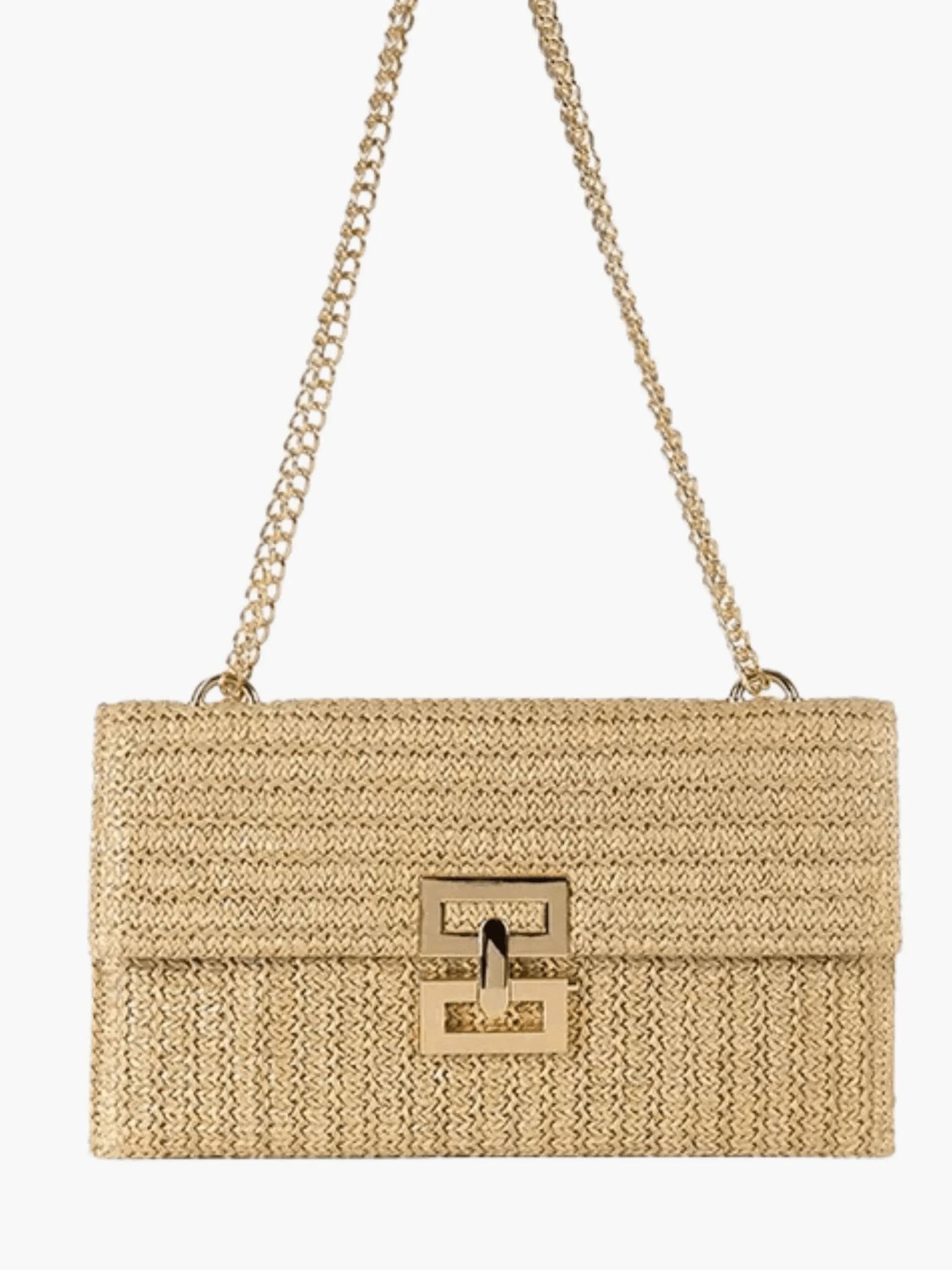 Soleil | Woven Raffia Chain Shoulder Bag – Effortless Chic - in Rainbow | Arvea Bags
