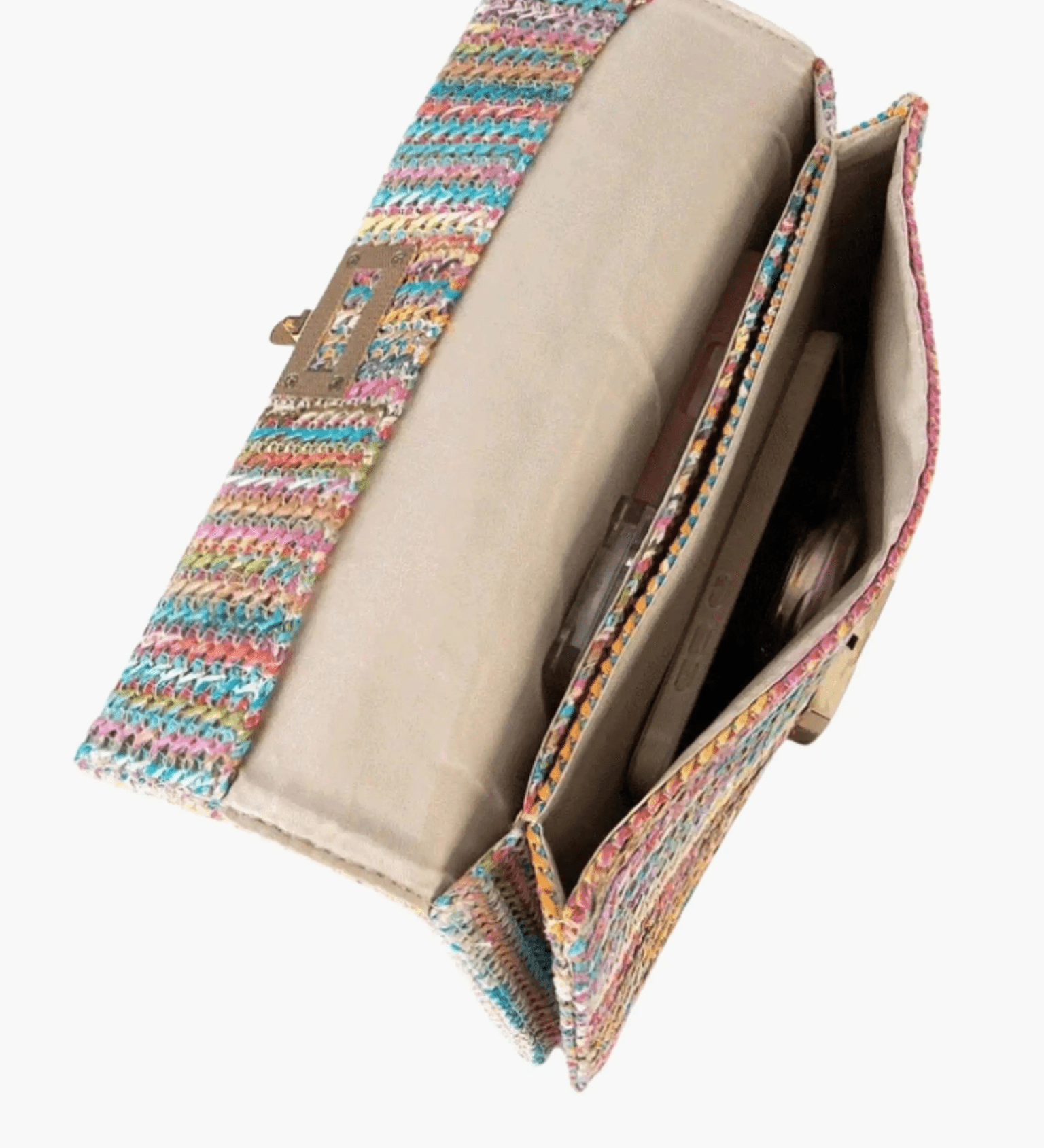 Soleil | Woven Raffia Chain Shoulder Bag – Effortless Chic - in Rainbow | Arvea Bags