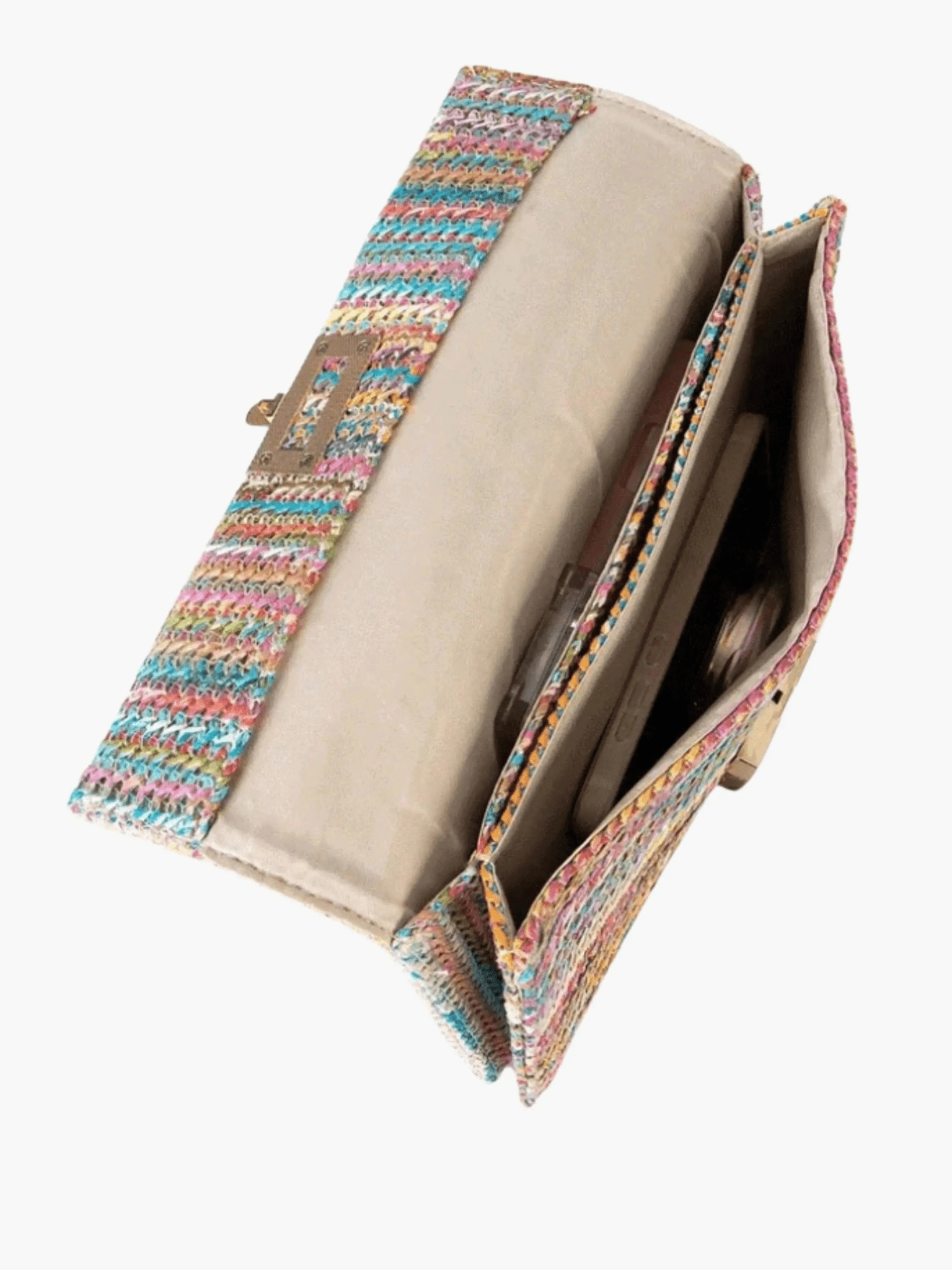 Soleil | Woven Raffia Chain Shoulder Bag – Effortless Chic - in Rainbow | Arvea Bags