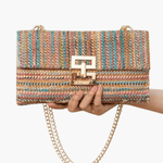 Soleil | Woven Raffia Chain Shoulder Bag – Effortless Chic - in Rainbow | Arvea Bags