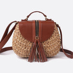 Solene Straw Saddle Bag – Woven Crossbody - in Beige | Arvea Bags