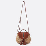 Solene Straw Saddle Bag – Woven Crossbody - in Beige | Arvea Bags