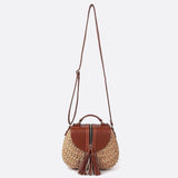 Solene Straw Saddle Bag – Woven Crossbody - in Beige | Arvea Bags