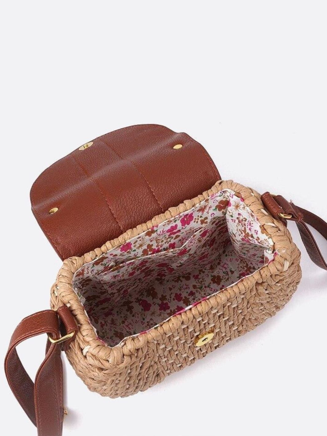 Solene Straw Saddle Bag – Woven Crossbody - in Beige | Arvea Bags