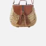 Solene Straw Saddle Bag – Woven Crossbody - in Beige | Arvea Bags