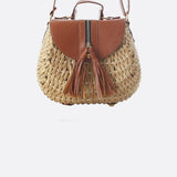 Solene Straw Saddle Bag – Woven Crossbody - in Beige | Arvea Bags