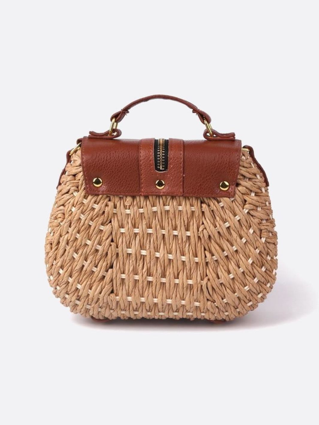 Solene Straw Saddle Bag – Woven Crossbody - in Beige | Arvea Bags