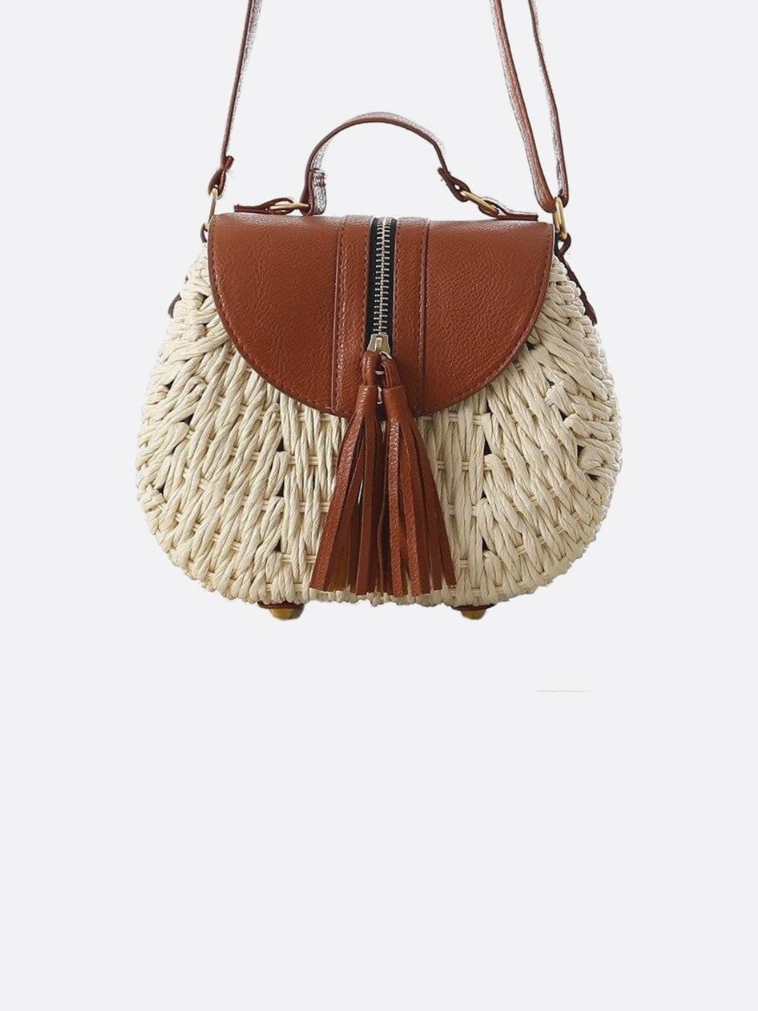 Solene Straw Saddle Bag – Woven Crossbody - in Ivory | Arvea Bags