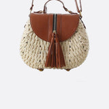 Solene Straw Saddle Bag – Woven Crossbody - in Ivory | Arvea Bags
