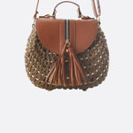 Solene Straw Saddle Bag – Woven Crossbody - in Khaki | Arvea Bags