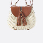 Solene Straw Saddle Bag – Woven Crossbody - in Light Beige | Arvea Bags
