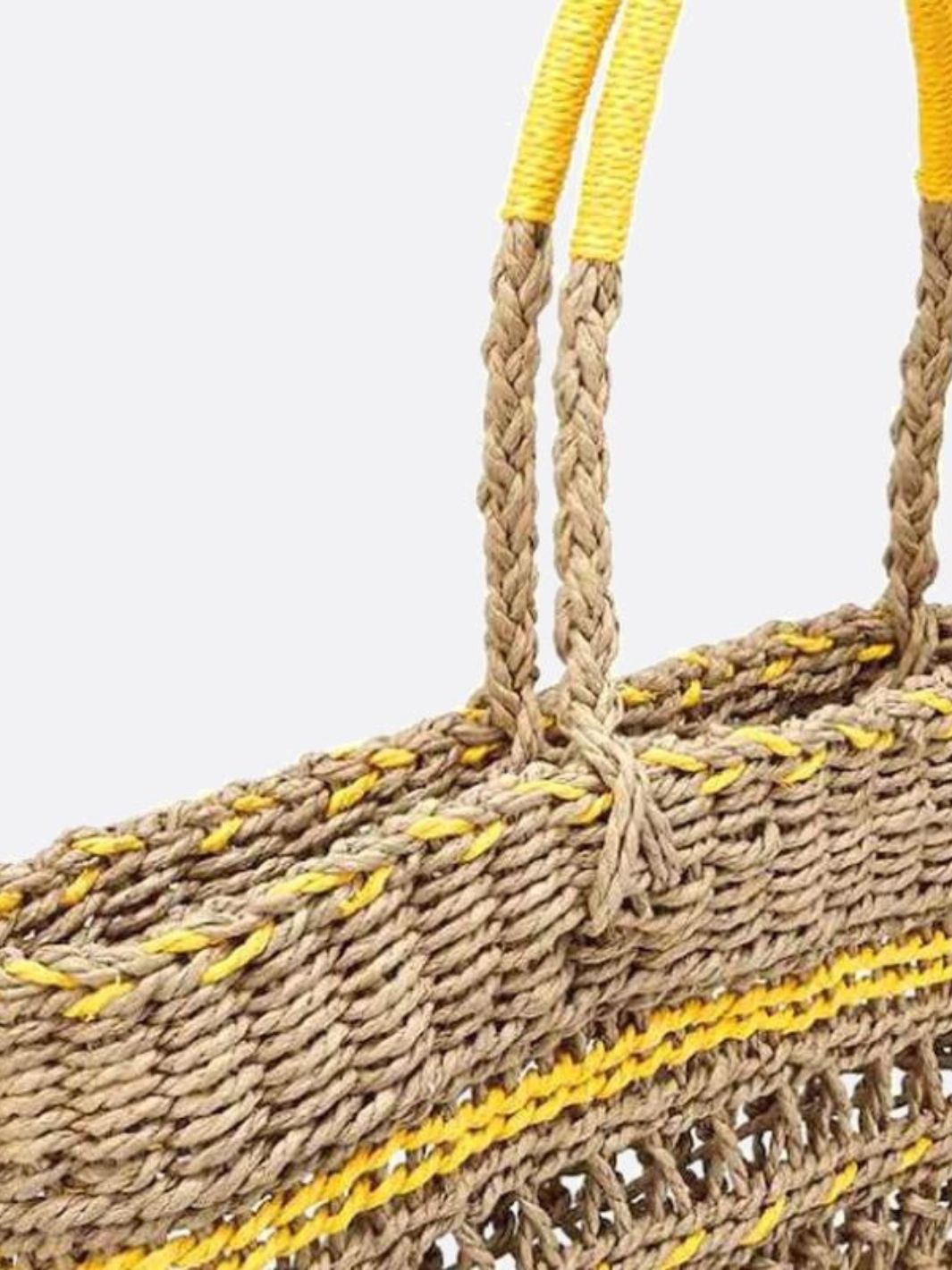 Solstice Rope Market Tote – Open - Weave Straw Bag - in Yellow | Arvea Bags