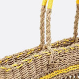 Solstice Rope Market Tote – Open - Weave Straw Bag - in Yellow | Arvea Bags