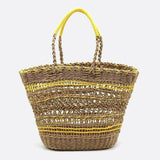Solstice Rope Market Tote – Open - Weave Straw Bag - in Yellow | Arvea Bags