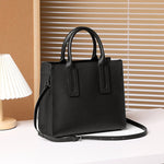 Solvanna | Black Structured Leather Tote – Modern & Elegant - in Black | Arvea Bags