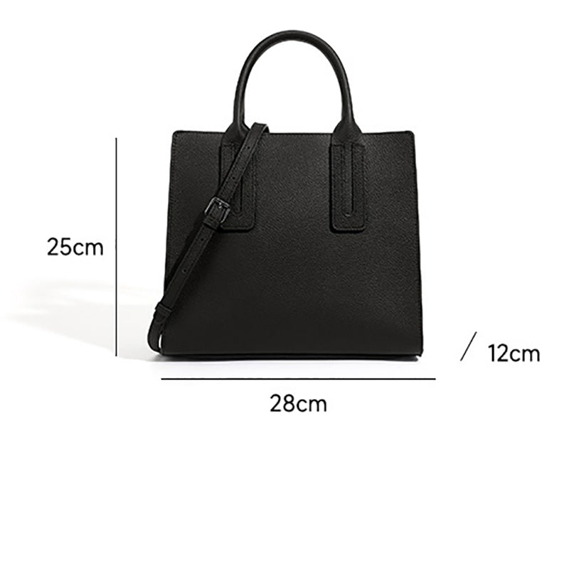 Solvanna | Black Structured Leather Tote – Modern & Elegant - in Black | Arvea Bags