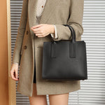 Solvanna | Black Structured Leather Tote – Modern & Elegant - in Black | Arvea Bags
