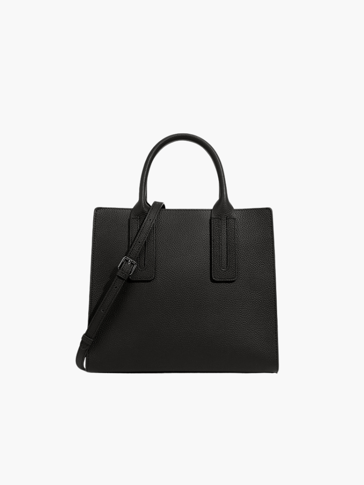 Solvanna | Black Structured Leather Tote – Modern & Elegant - in Black | Arvea Bags