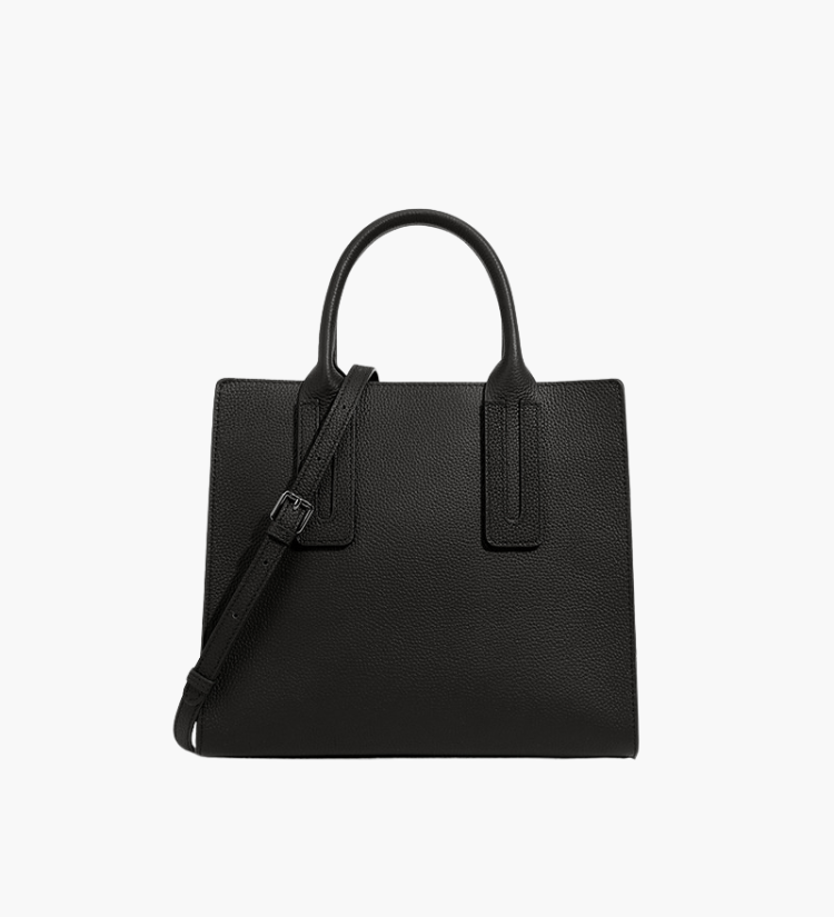 Solvanna | Black Structured Leather Tote – Modern & Elegant - in Black | Arvea Bags