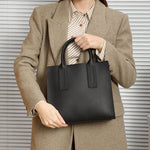 Solvanna | Black Structured Leather Tote – Modern & Elegant - in Black | Arvea Bags