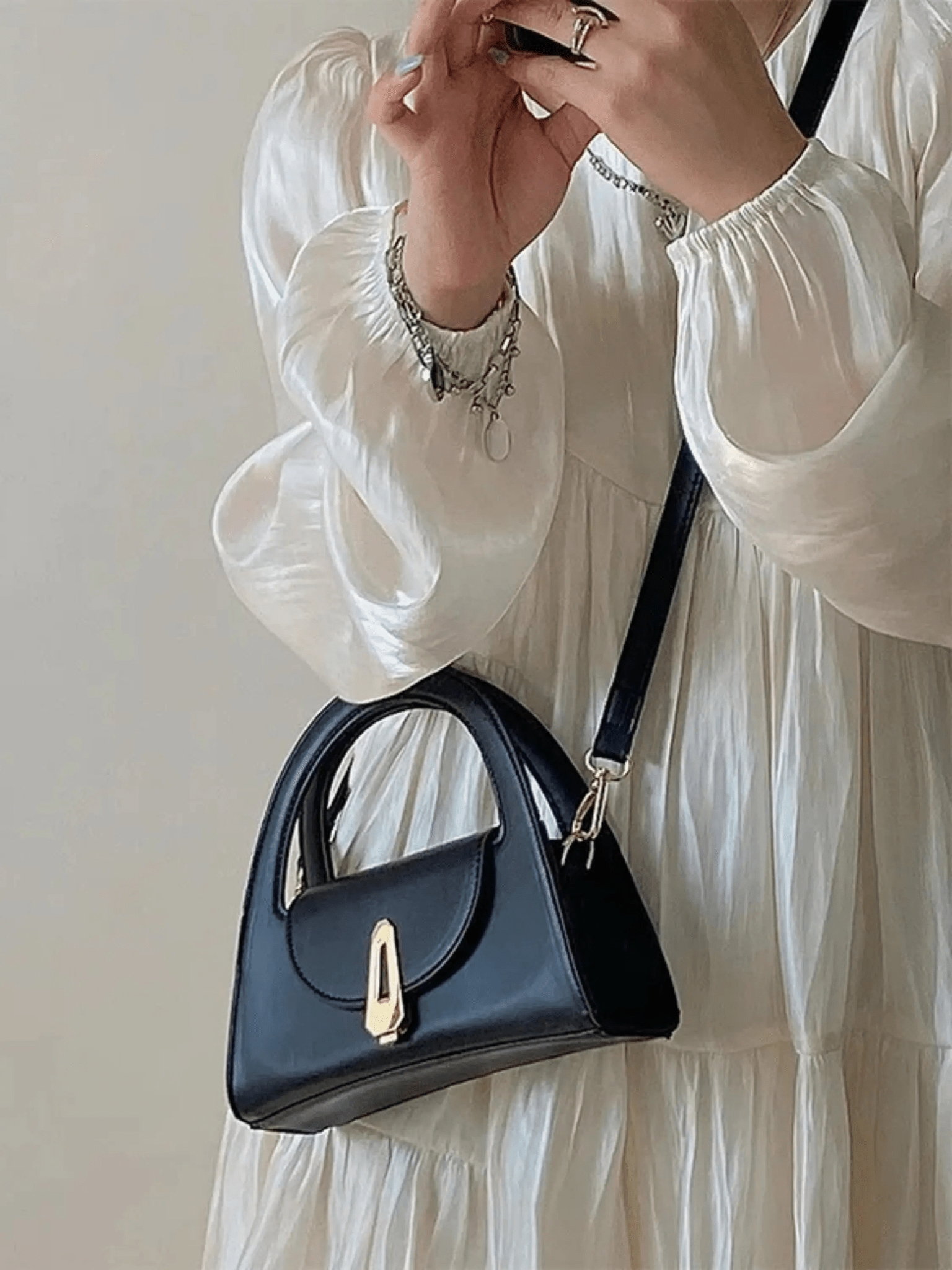 Solvienne | Black Leather Mini Handbag – Chic & Timeless - in Black | Arvea Bags