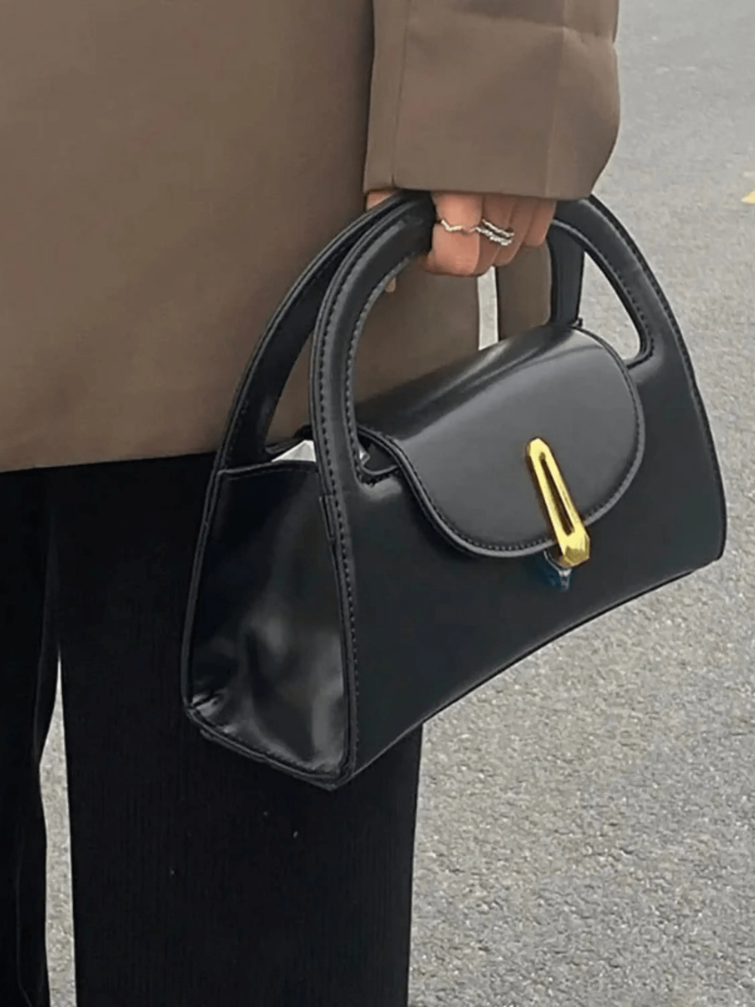 Solvienne | Black Leather Mini Handbag – Chic & Timeless - in Black | Arvea Bags