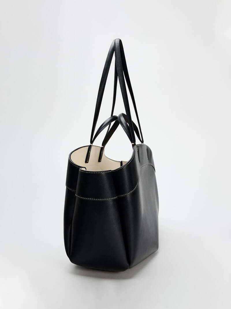 Sophia | Brown Leather Shopper Bag – Elegant & Practical - in Black | Arvea Bags