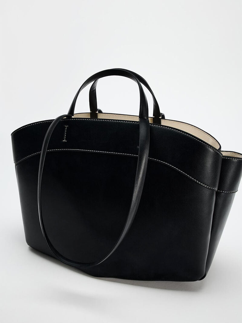 Sophia | Brown Leather Shopper Bag – Elegant & Practical - in Black | Arvea Bags