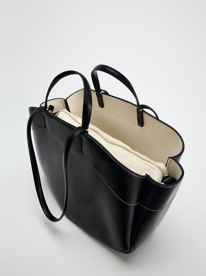Sophia | Brown Leather Shopper Bag – Elegant & Practical - in Black | Arvea Bags