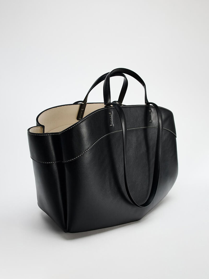 Sophia | Brown Leather Shopper Bag – Elegant & Practical - in Black | Arvea Bags