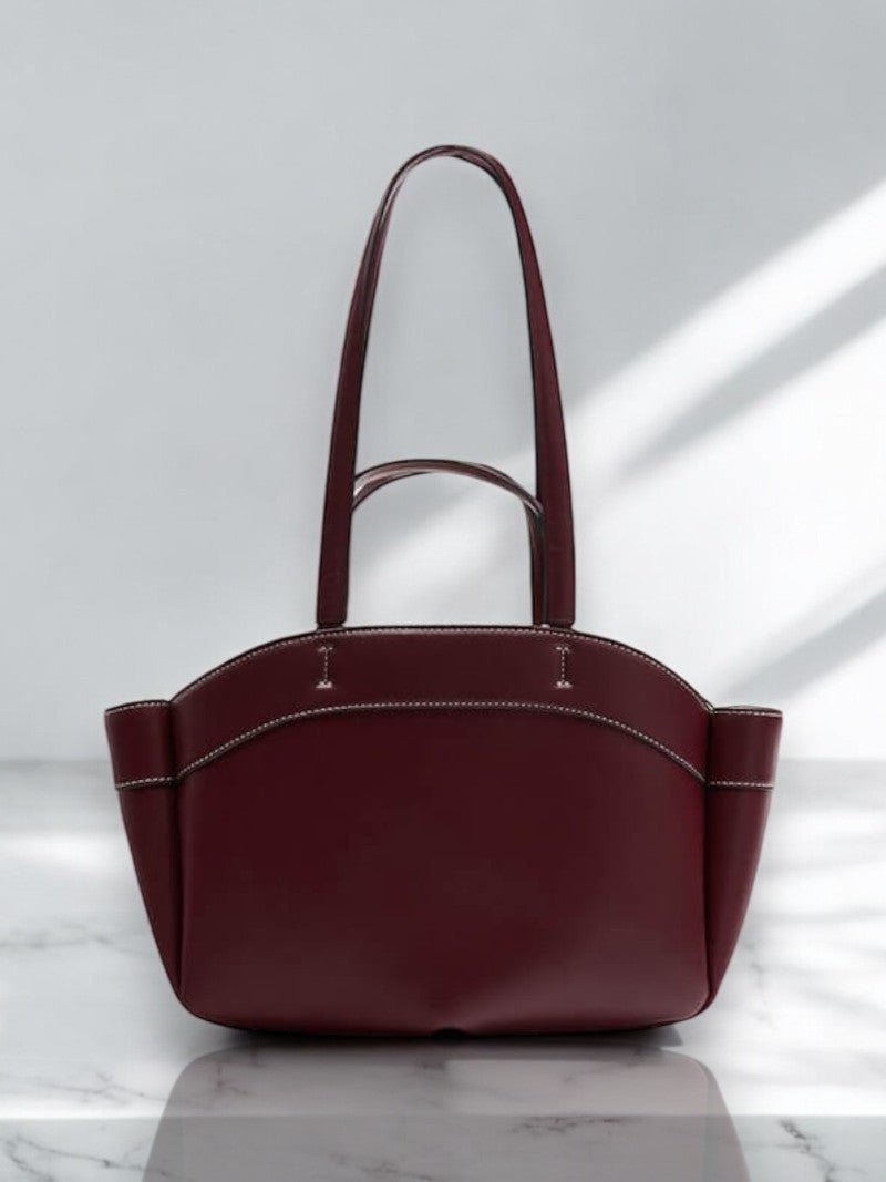 Sophia | Brown Leather Shopper Bag – Elegant & Practical - in Burgundy | Arvea Bags