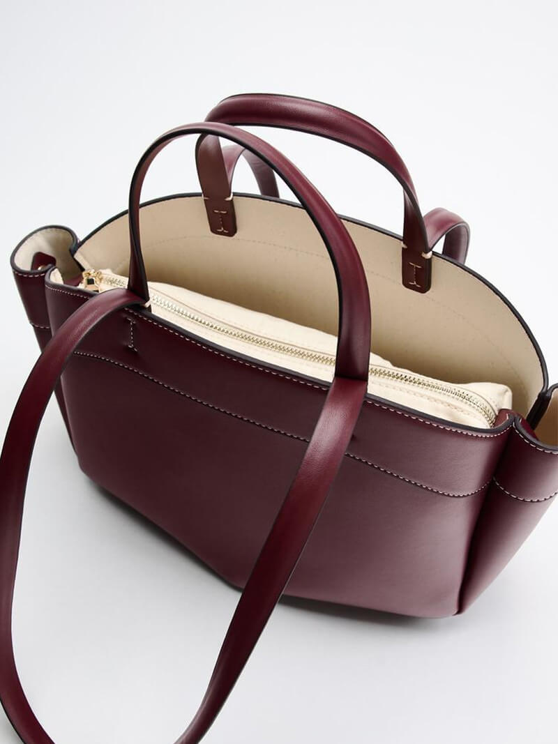 Sophia | Brown Leather Shopper Bag – Elegant & Practical - in Burgundy | Arvea Bags