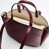 Sophia | Brown Leather Shopper Bag – Elegant & Practical - in Burgundy | Arvea Bags