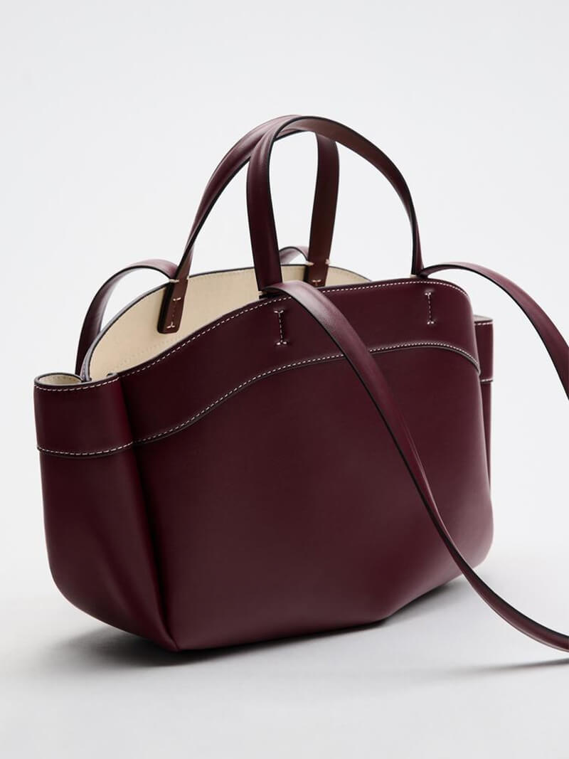 Sophia | Brown Leather Shopper Bag – Elegant & Practical - in Burgundy | Arvea Bags