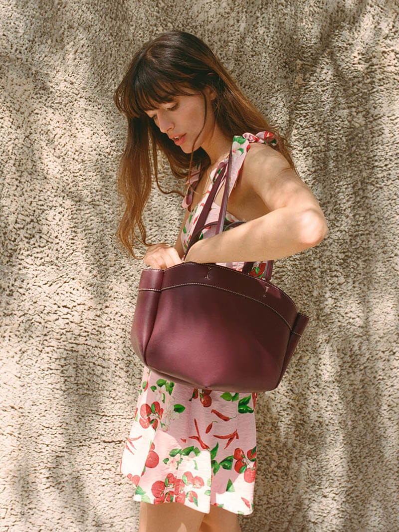 Sophia | Brown Leather Shopper Bag – Elegant & Practical - in Burgundy | Arvea Bags